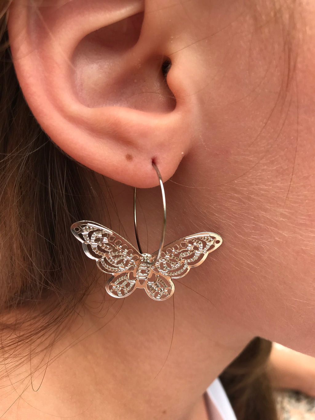 14k gold huggie earrings, filigree butterfly earrings, huggie hoop earrings silver, butterfly earrings dangle, silver butterfly earrings