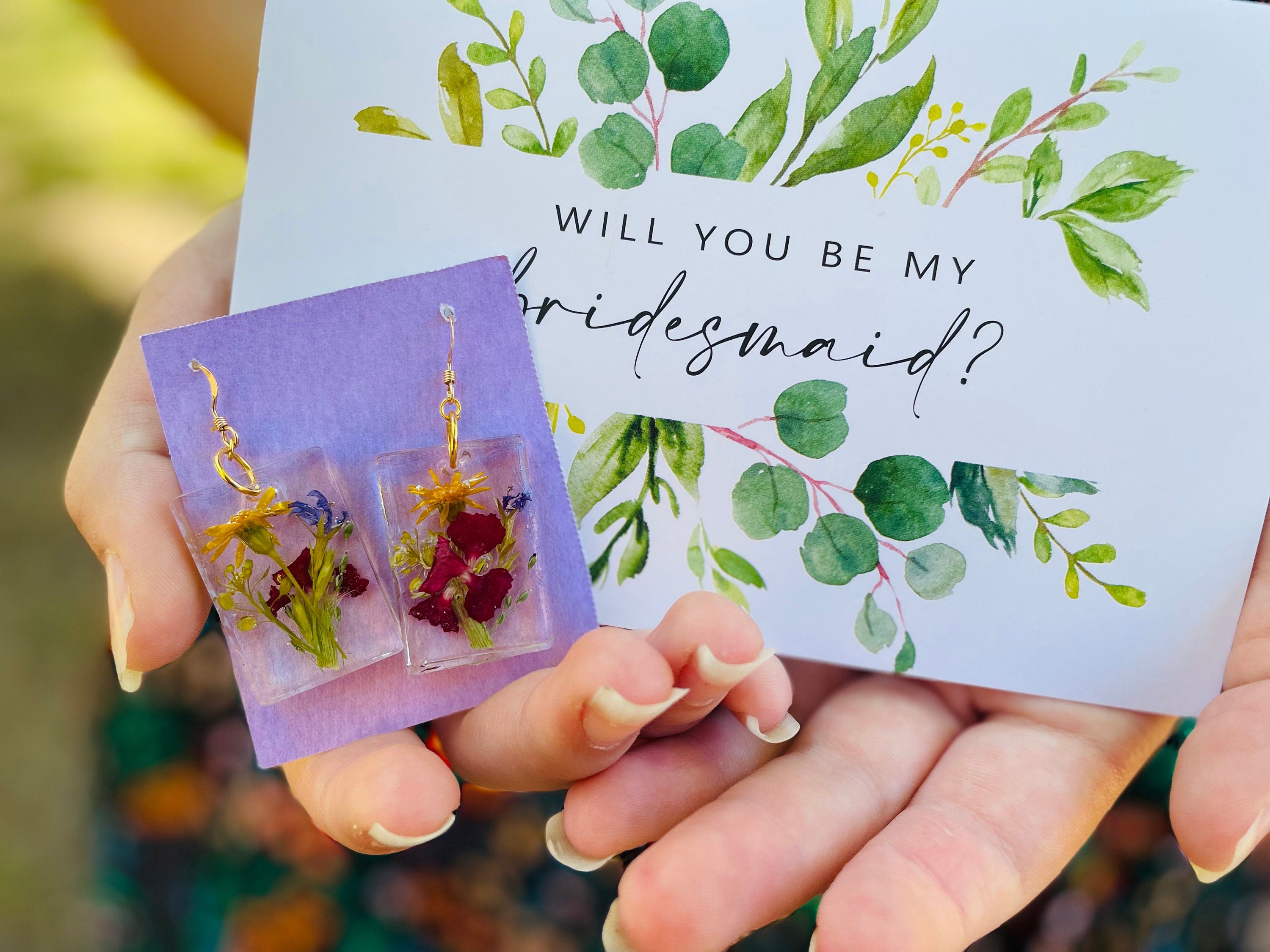 Birth Month Flower Earrings: Personalized Family Bouquet Resin Jewelry