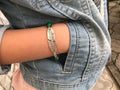 Personalized birthstone feather bracelet Silver Malachite bracelet for her for men friendship bracelet, matching couple bracelets minimalist