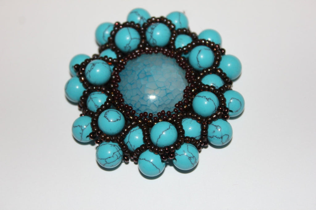 Turquoise Statement Necklace: Chunky Beaded Beadwork Jewelry