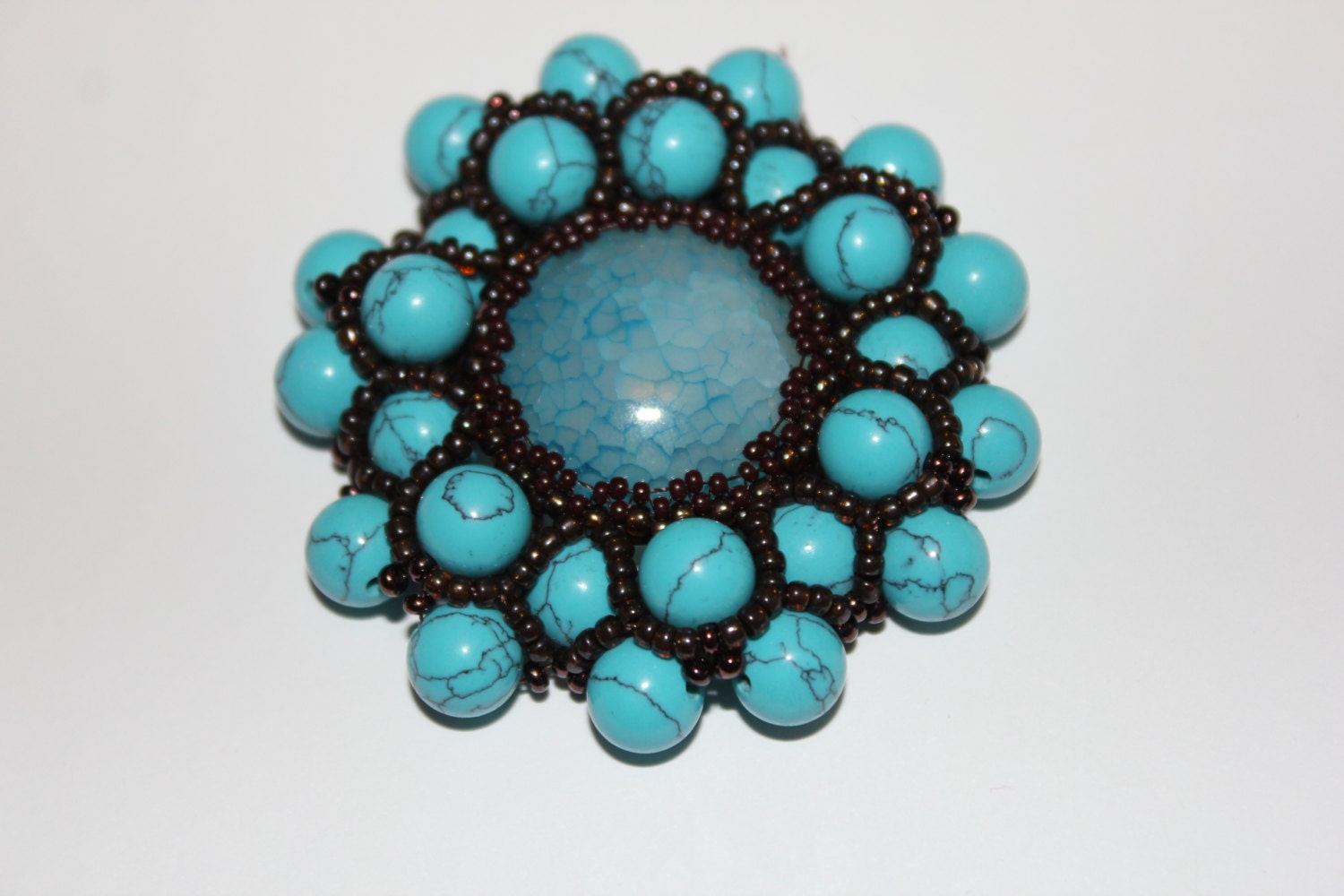 Turquoise Statement Necklace: Chunky Beaded Beadwork Jewelry