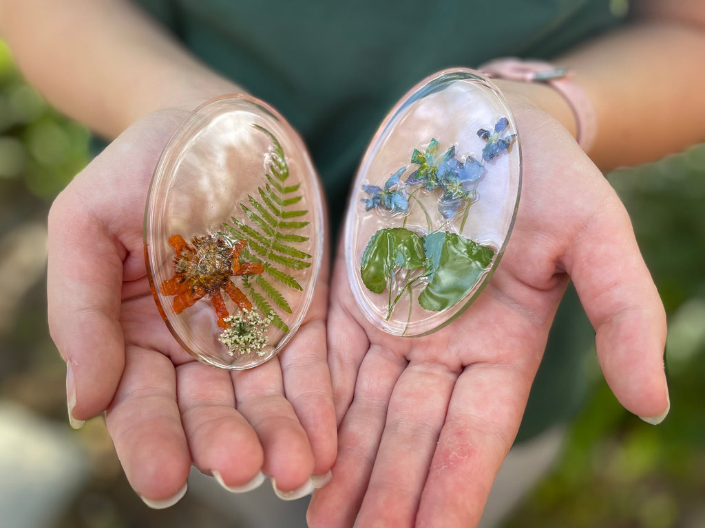 Resin Easter Egg Ornament: Real Violet and Fern Botanical Decor