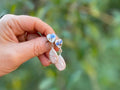 Baroque Pearl Bridal Earrings: Blue Floral Heart, Victorian Chinoiserie Style