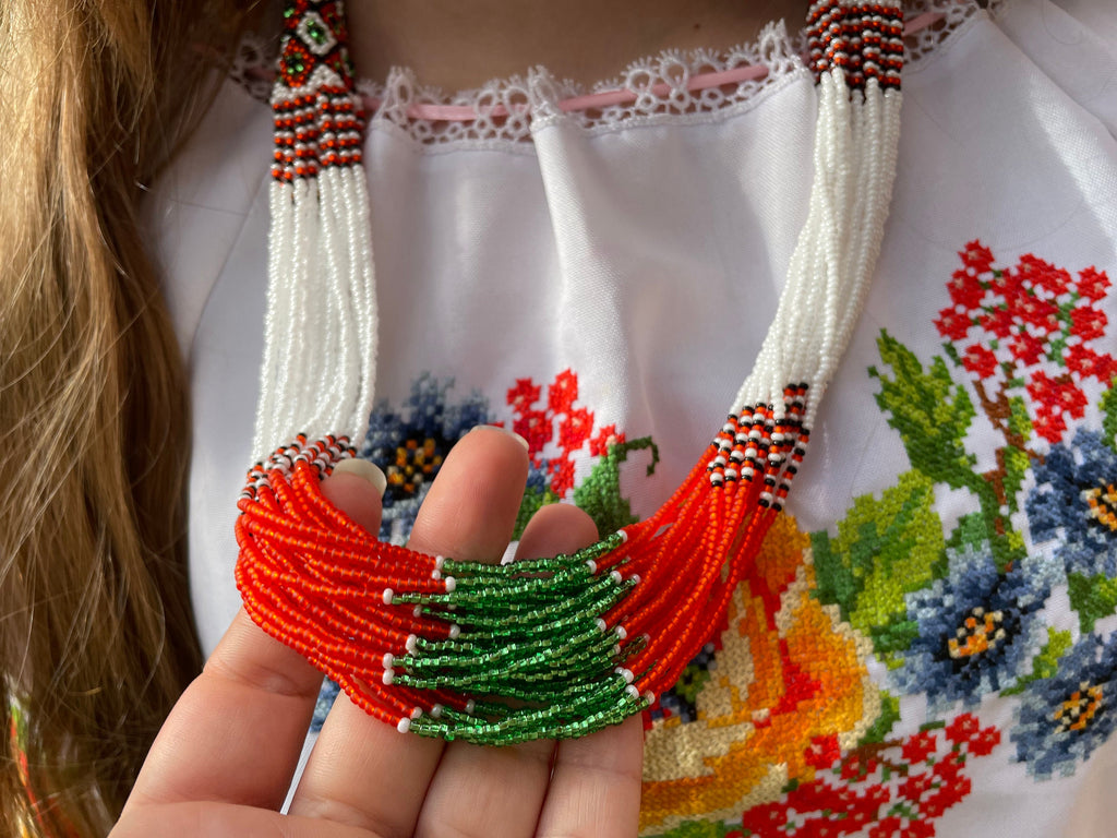 Ethnic Ukrainian Necklace to vyshyvanka~Ukrainian Jewelry~gerdan Seed Bead Necklace~tribal necklace african~native america indian jewelry