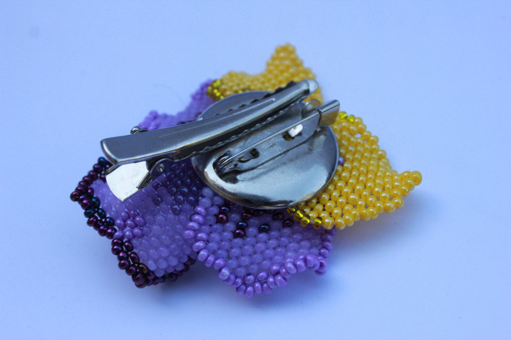 Pansies flowers beaded brooches, bridesmaid wedding accessory, flower hair clips, flower hair piece, gifts for kids girls 12 gift women wife