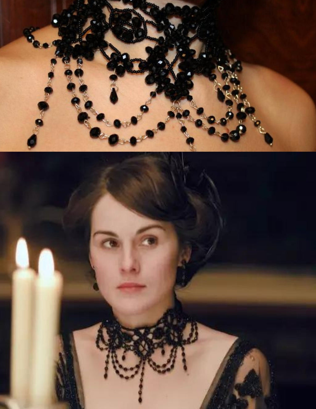 Black Statement Crystal Collar Necklace: Gothic Vampire Halloween Costume Accessories
