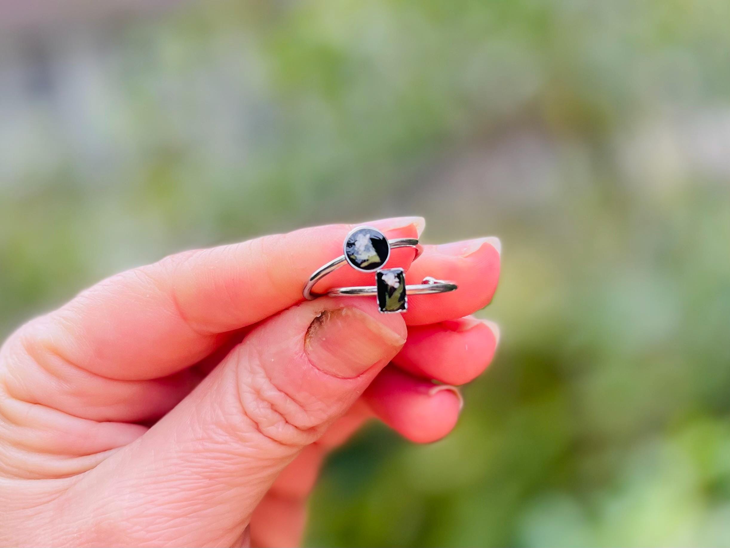 Aquamarine Blue Titanium Posts with Real Pressed Flowers: Tiny Floral Studs