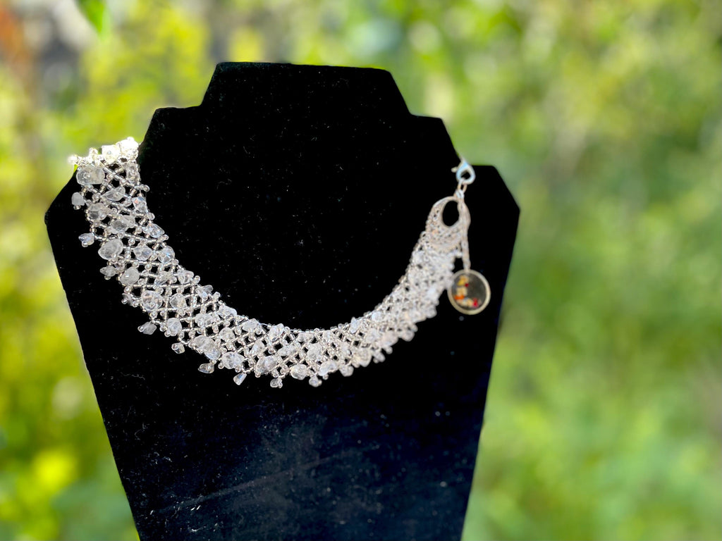 Crystal Bridal Choker: Raw Quartz Victorian Wedding Beaded Necklace Collar