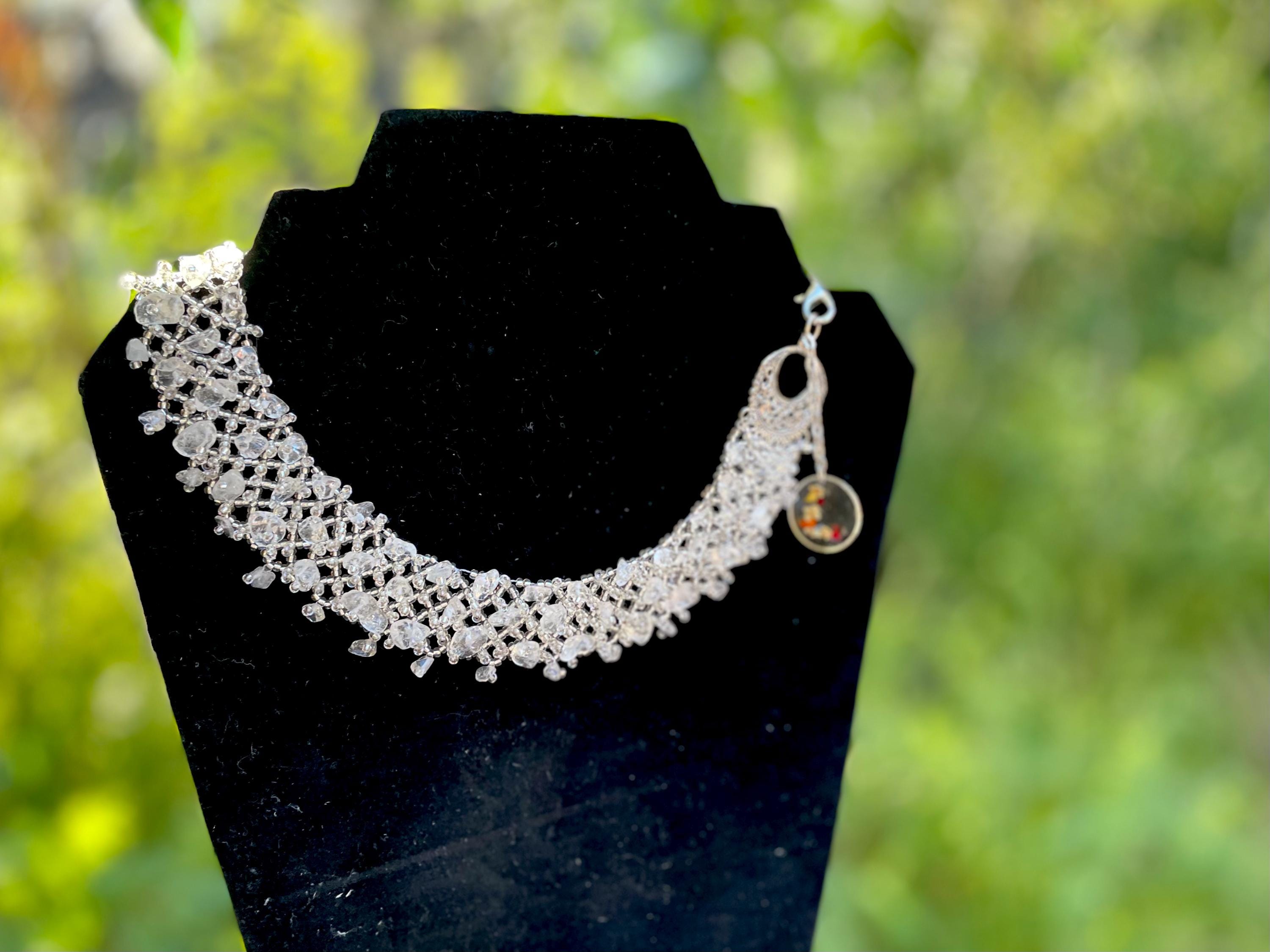 Crystal Bridal Choker: Raw Quartz Victorian Wedding Beaded Necklace Collar