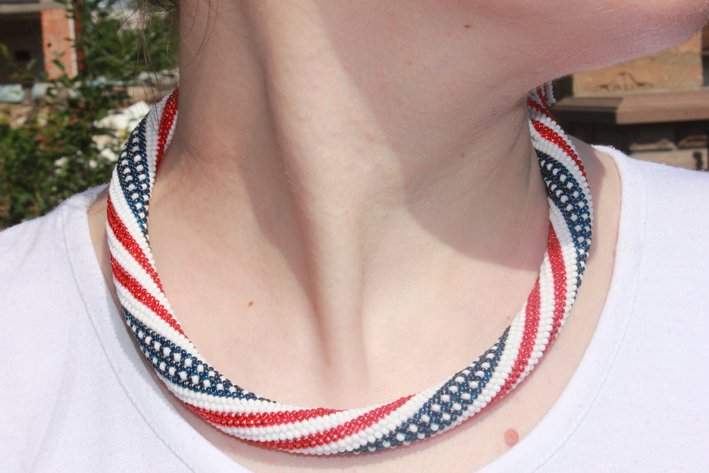 4th july earrings patriotic jewelry for women usa jewelry patriotic seed bead earrings Labor Day gift idea teacher fourth of july earrings