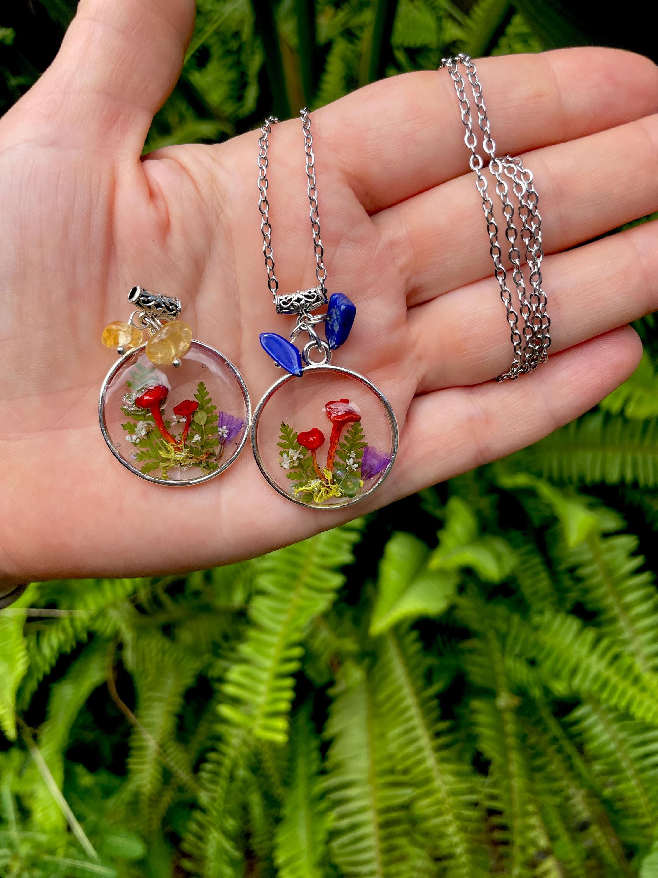 Real Mushroom Lapis Lazuli Pendant: September Birthstone Necklace Personalized Zodiac
