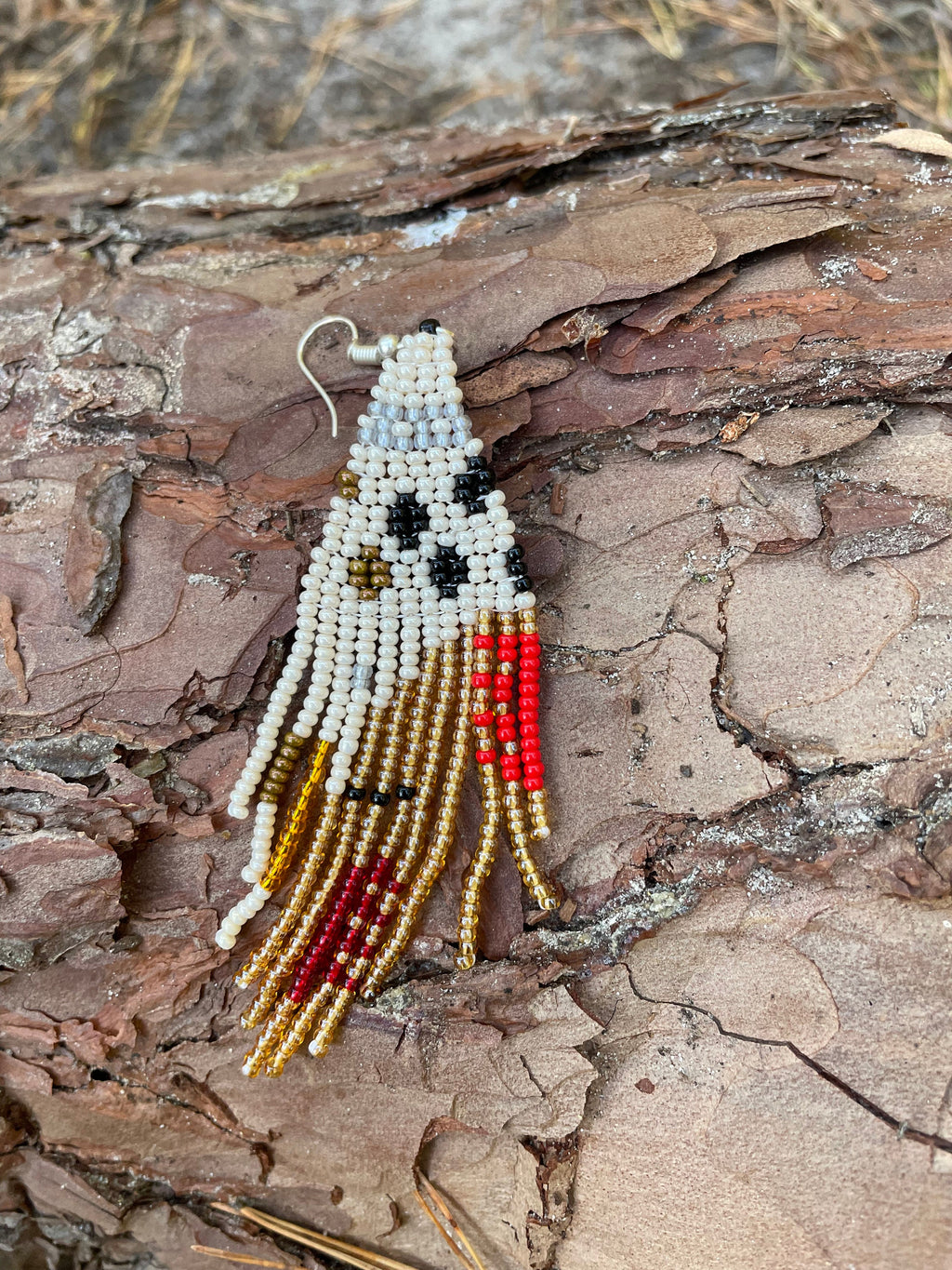 Autumn Fall long seed bead earrings, Abstract Beaded Fringe earrings, Bohemian Earrings, Handmade statement  Dangle earrings, Christmas gift