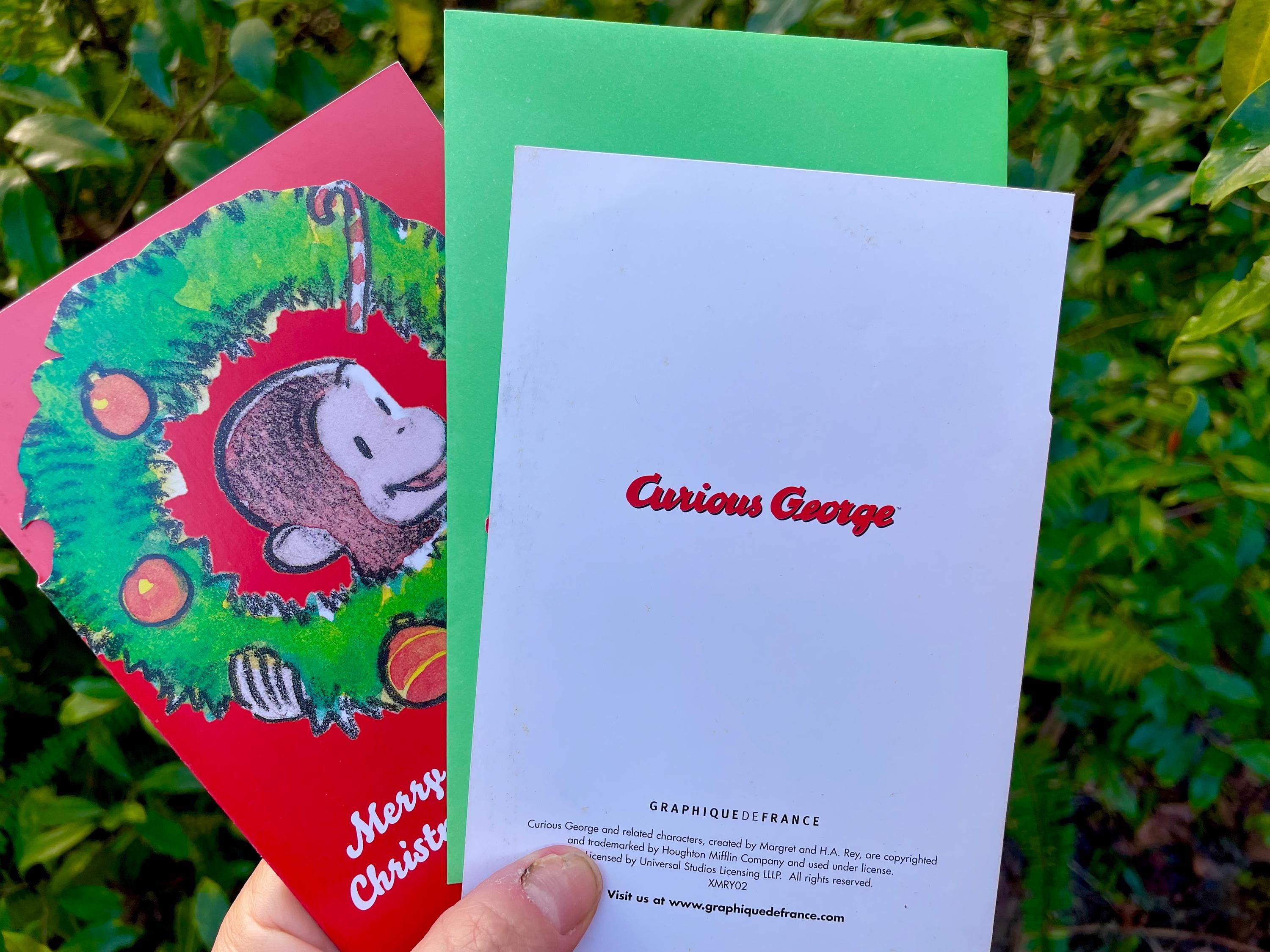 Curious George Christmas Card Boxed Funny Holiday Greeting Card with Monkey and Christmas Wreath It’s the Most Wonderful Time of the Year
