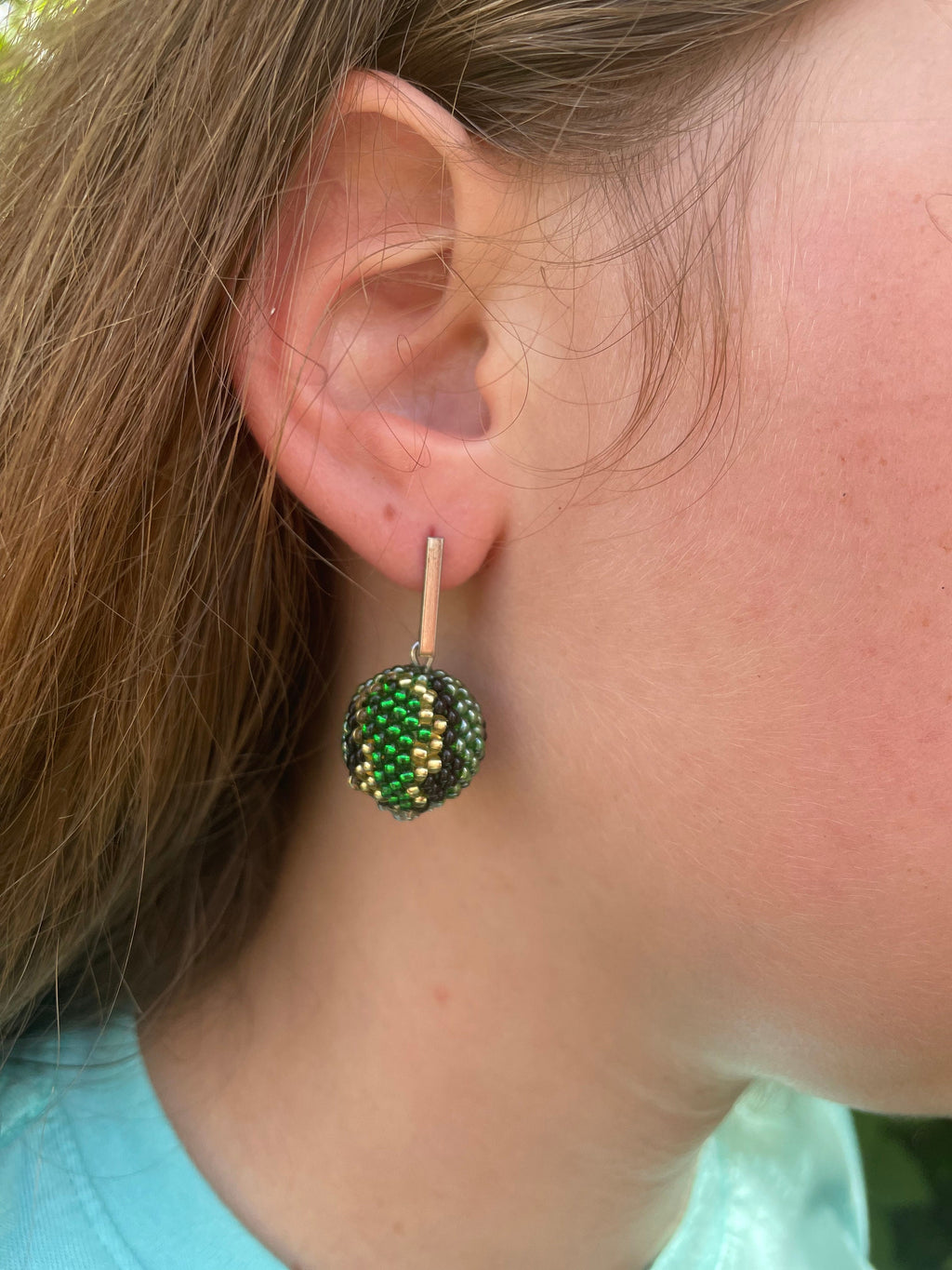 snake print earrings, beaded dangle Green Serpent one ball earrings, Snake Skin Jewelry, Asp Gift Modern Bonbon earrings, Halloween earrings