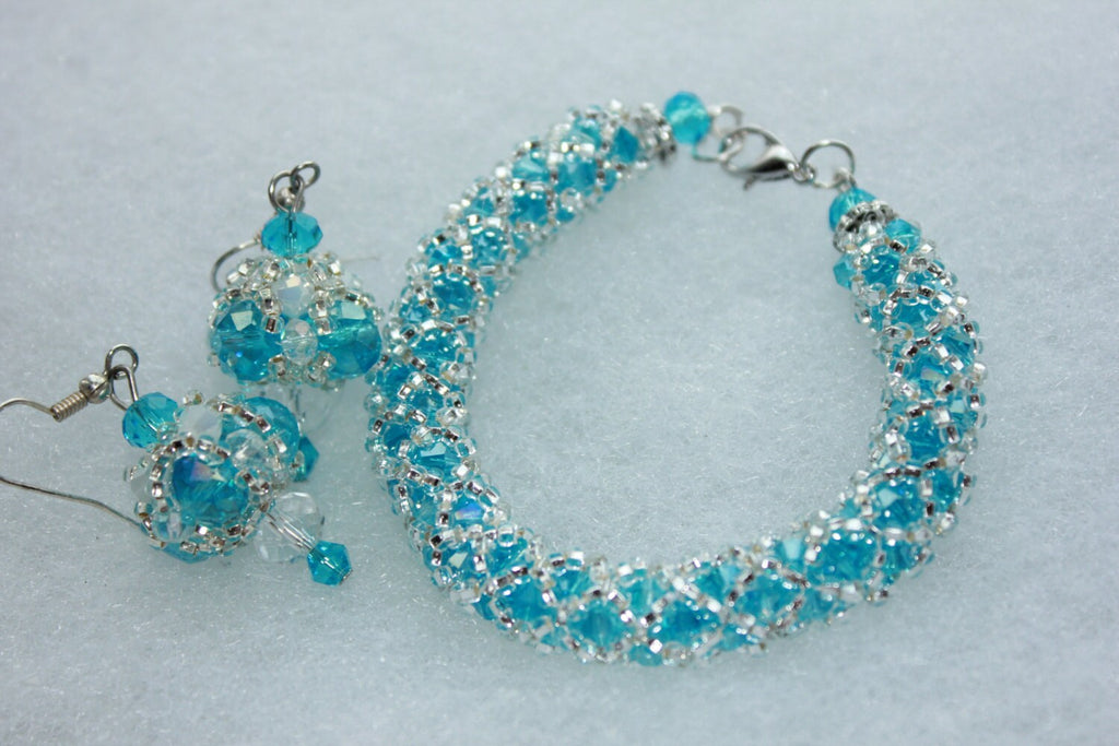 Sky blue Swarovski crystal bracelet birthday gift Christmas holiday gift for wife Girlfriend handmade beaded bangle for bride bridesmaids