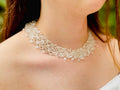 Crystal Bridal Choker: Raw Quartz Victorian Wedding Beaded Necklace Collar