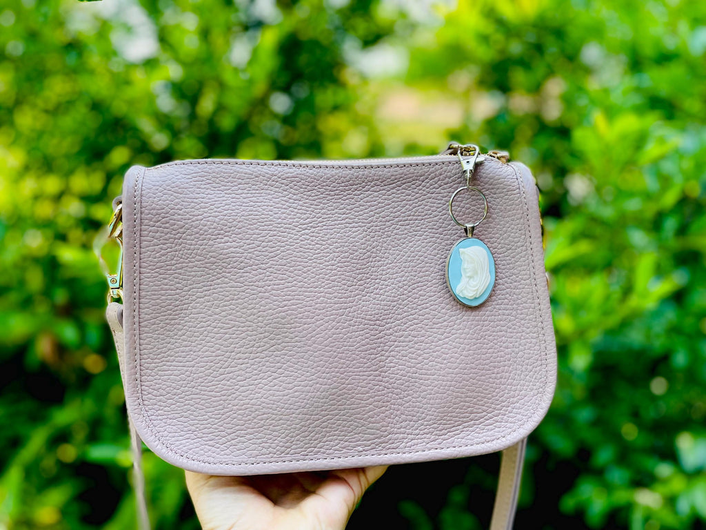 Virgin Mary Cameo Keychain: Antique Catholic Bag Charm