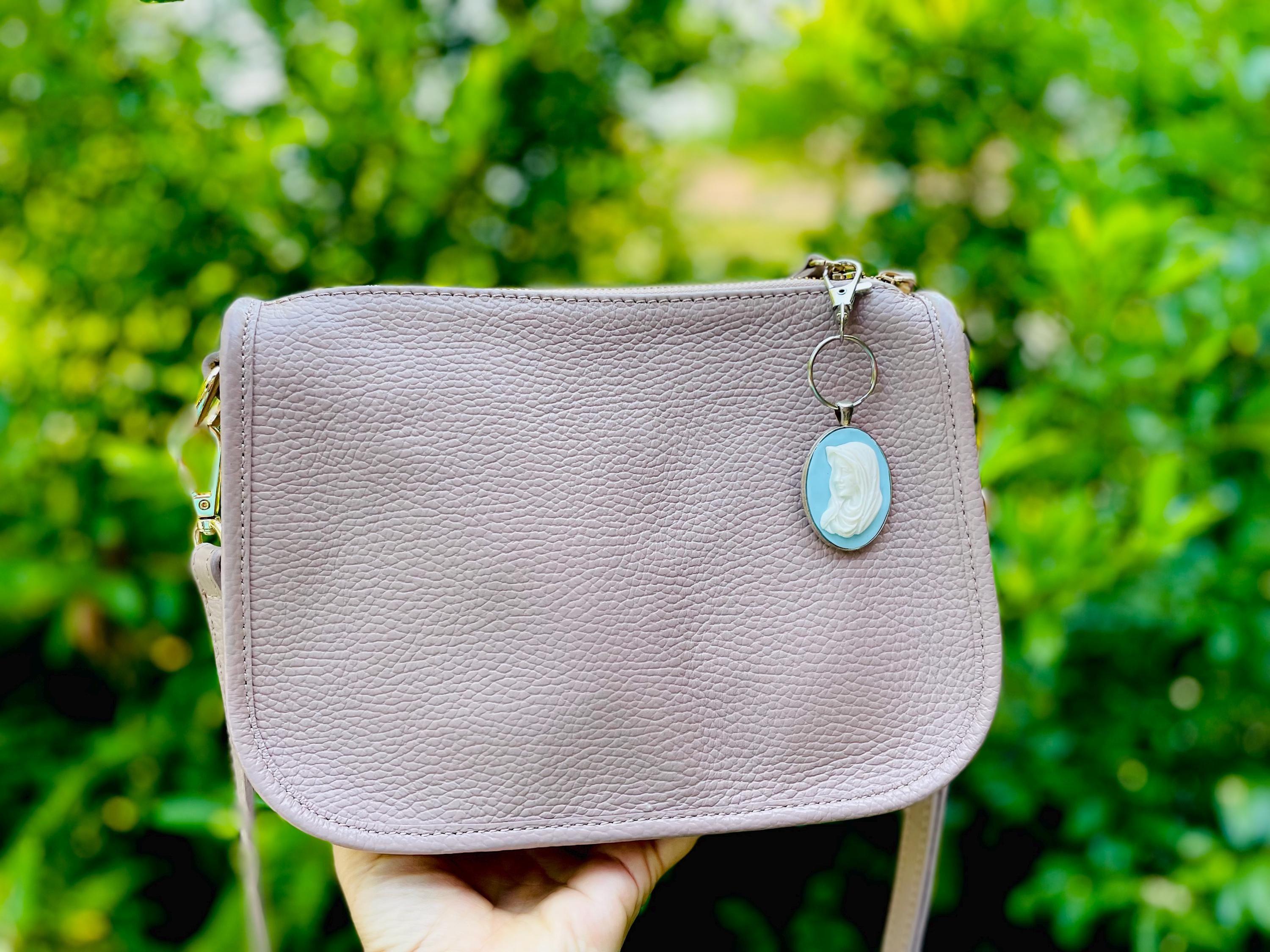 Virgin Mary Cameo Keychain: Antique Catholic Bag Charm