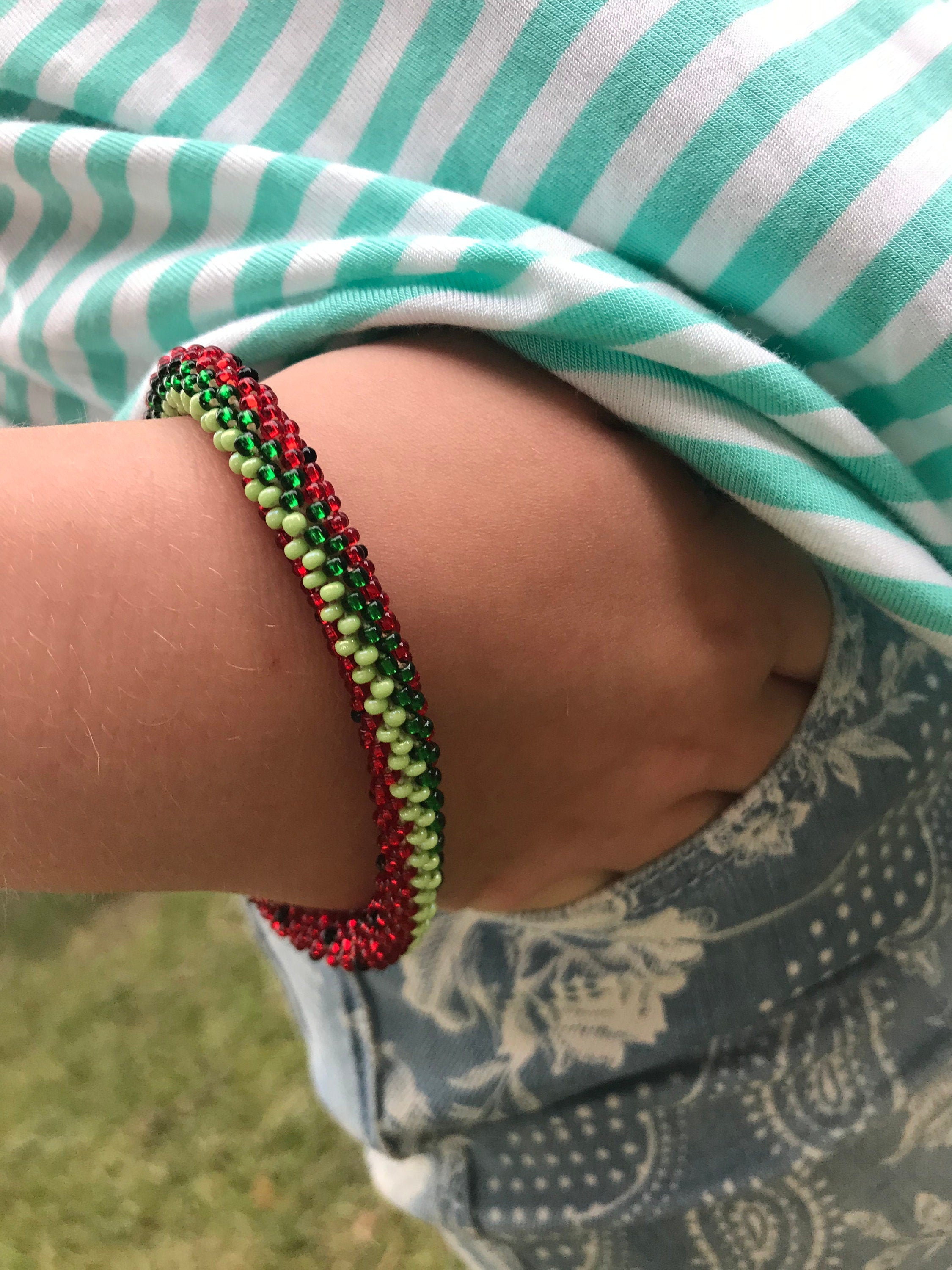 Watermelon bracelet summer jewelry present for friend, watermelon gift cute accessory for daughter teen girl gifts birthday bangle for niece