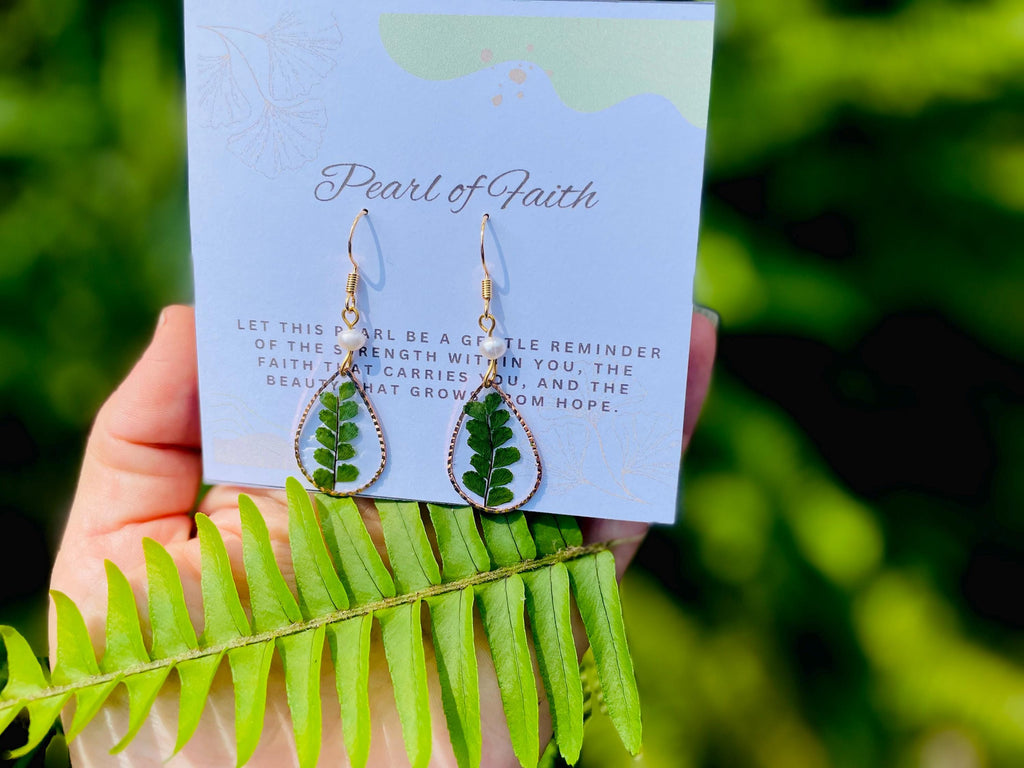 Gold bow Earrings Stud with Christmas Tree Branch, Green Real Plant  Botanical Earrings Dangle