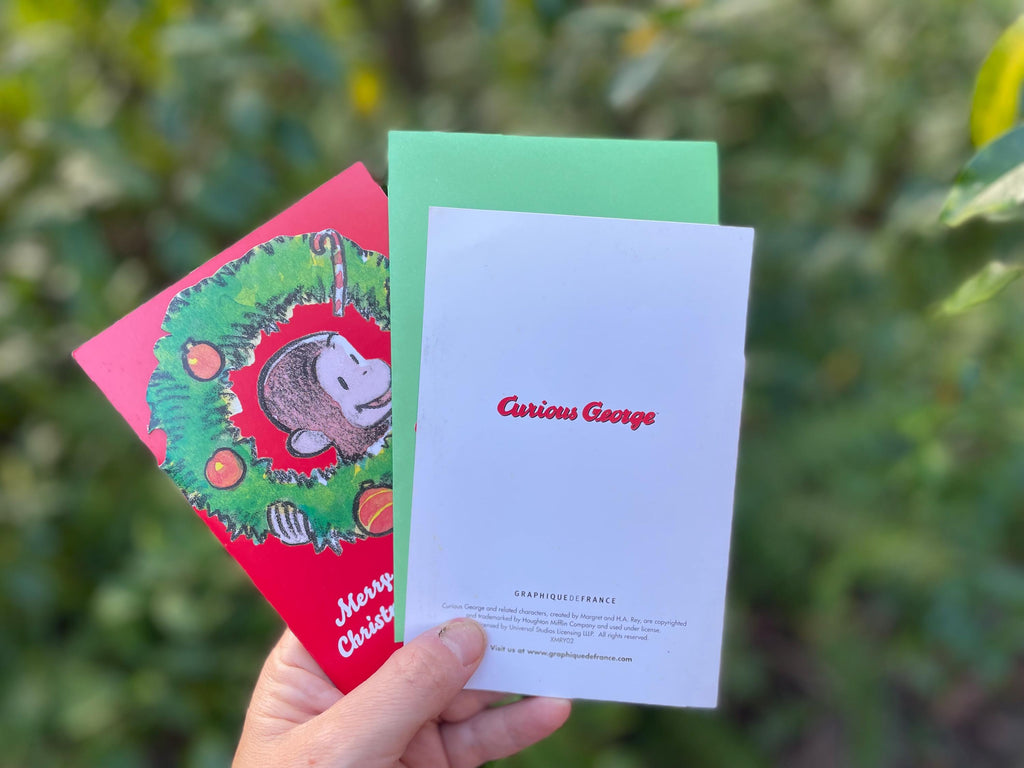Curious George Christmas Card Boxed Funny Holiday Greeting Card with Monkey and Christmas Wreath It’s the Most Wonderful Time of the Year