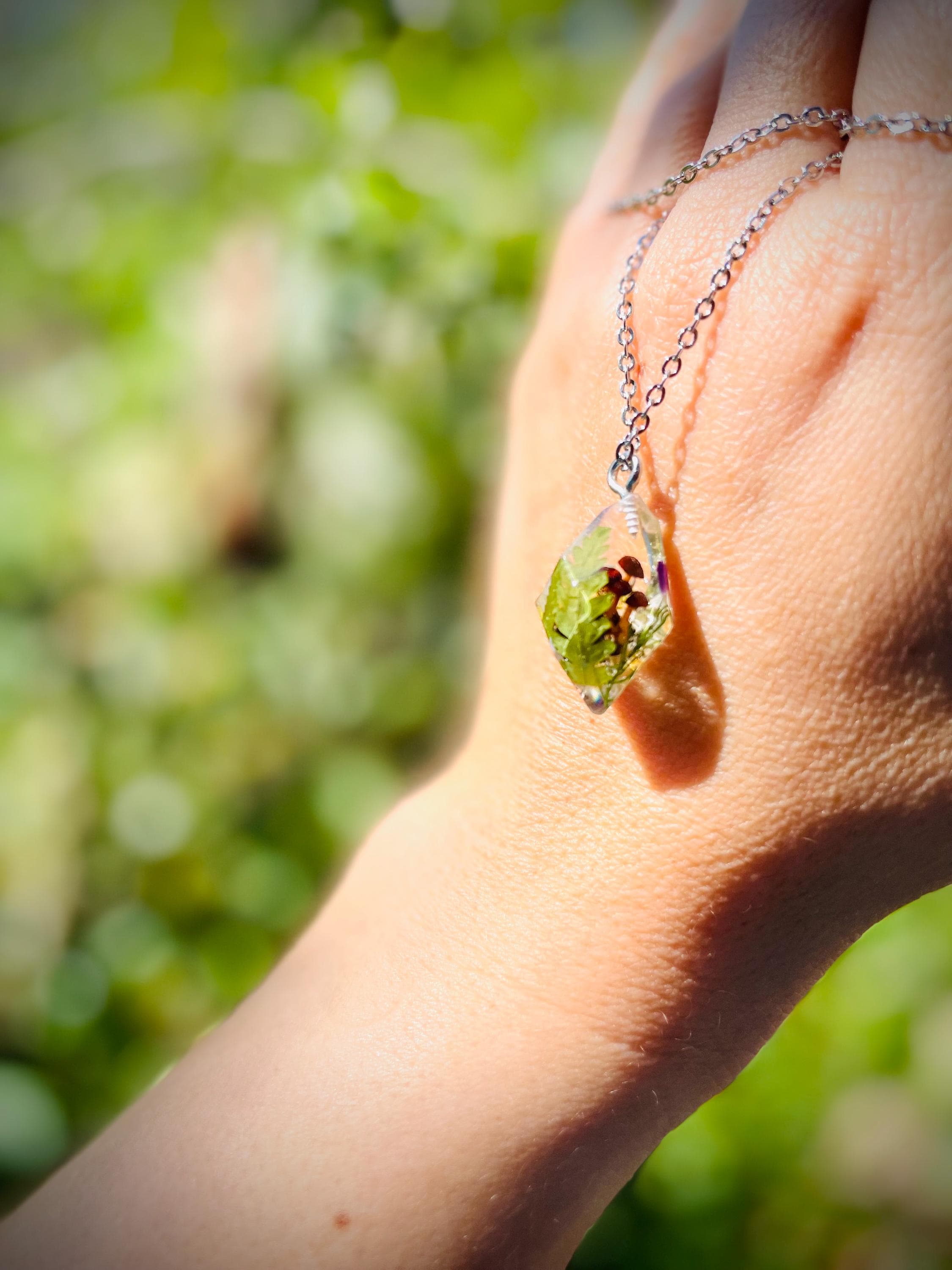 Personalized Crystal Real Mushroom Pendant Necklace Unisex: Custom Mushroom Number Family Jewelry Keepsake