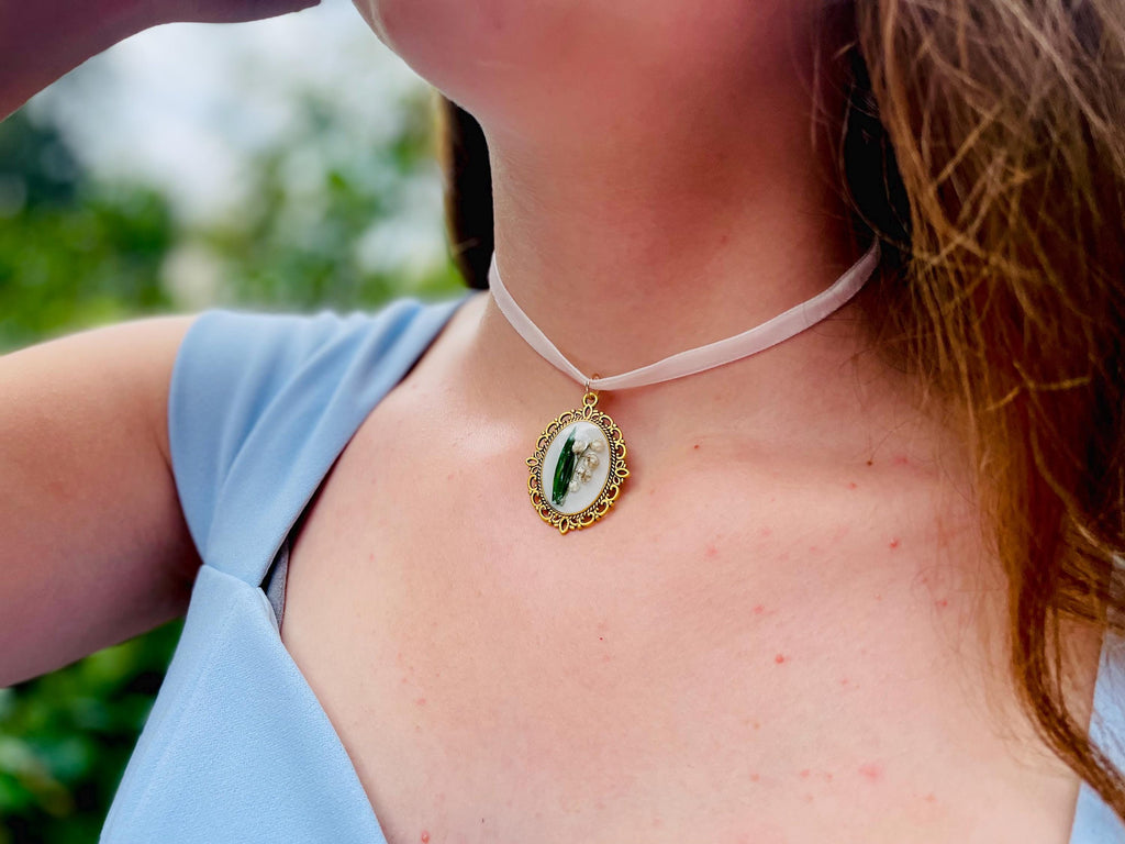 Lily of the Valley Necklace: Vintage Charm, May Birth Flower, Victorian Style