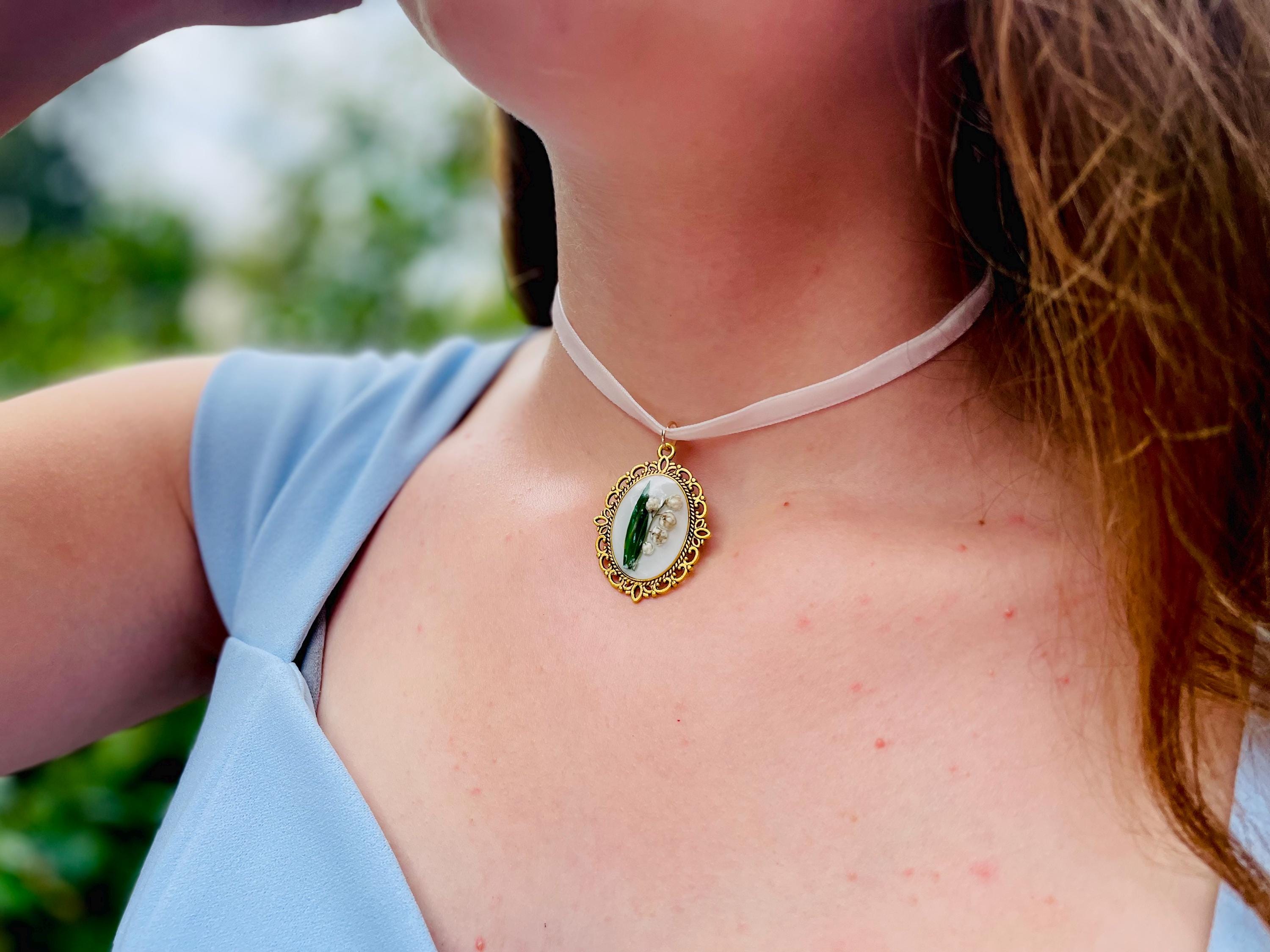 Lily of the Valley Necklace: Vintage Charm, May Birth Flower, Victorian Style