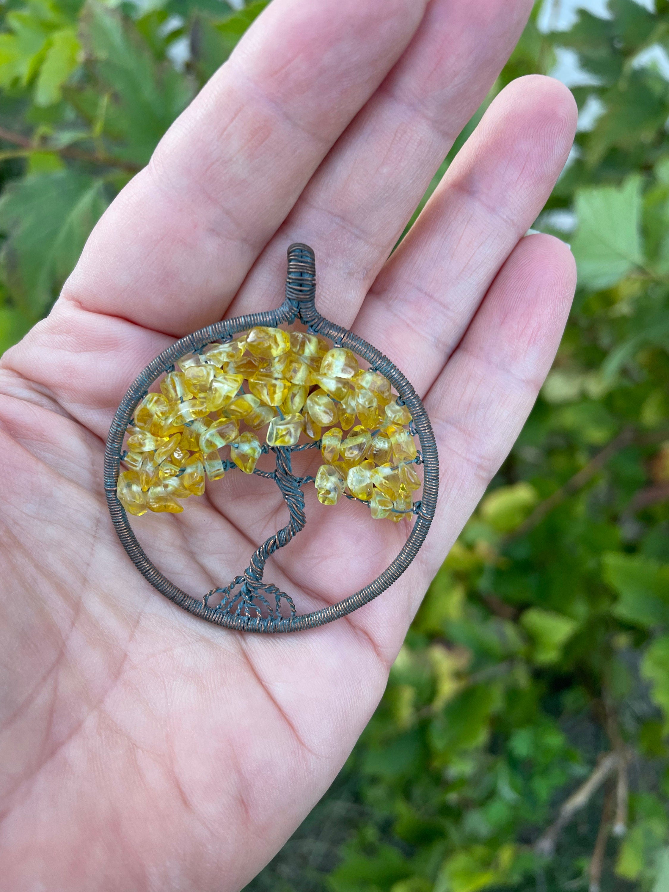 Unique tree of life birthstone necklace pendant for women Raw crystal wire wrapped jewelry Gemstone charm necklace personalized father gift
