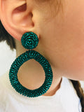 Emerald green earrings, Amethyst beaded earrings clip-on, big Statement earrings, Chunky drop earrings gift for her mom, best friend gifts