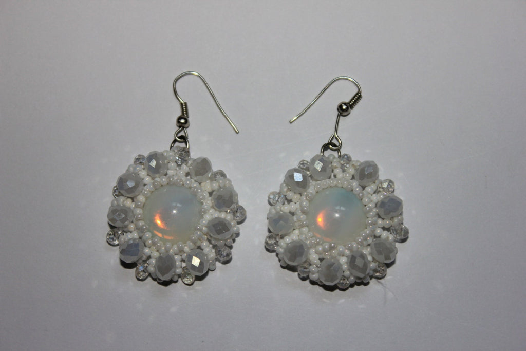 Snow white earrings white opal earrings white opal opal wedding holiday earrings boho chic beads earrings fancy earrings, mothers day gift
