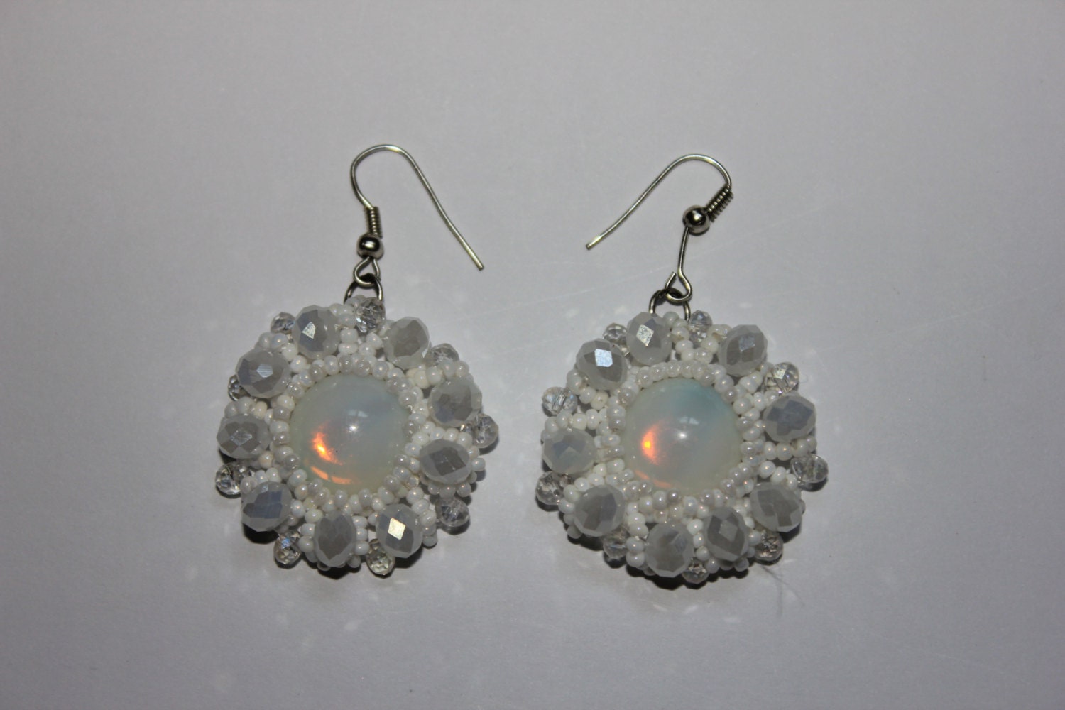 Snow white earrings white opal earrings white opal opal wedding holiday earrings boho chic beads earrings fancy earrings, mothers day gift