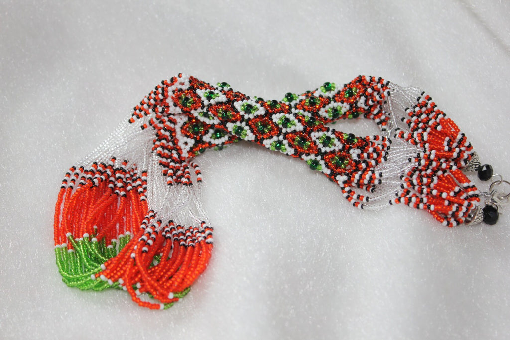 Ethnic Ukrainian Necklace to vyshyvanka~Ukrainian Jewelry~gerdan Seed Bead Necklace~tribal necklace african~native america indian jewelry