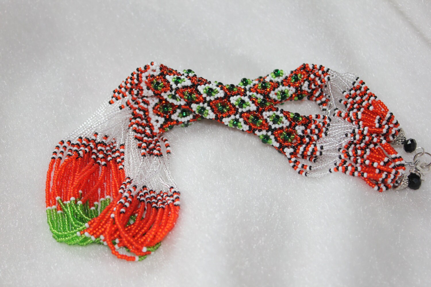 Ethnic Ukrainian Necklace to vyshyvanka~Ukrainian Jewelry~gerdan Seed Bead Necklace~tribal necklace african~native america indian jewelry