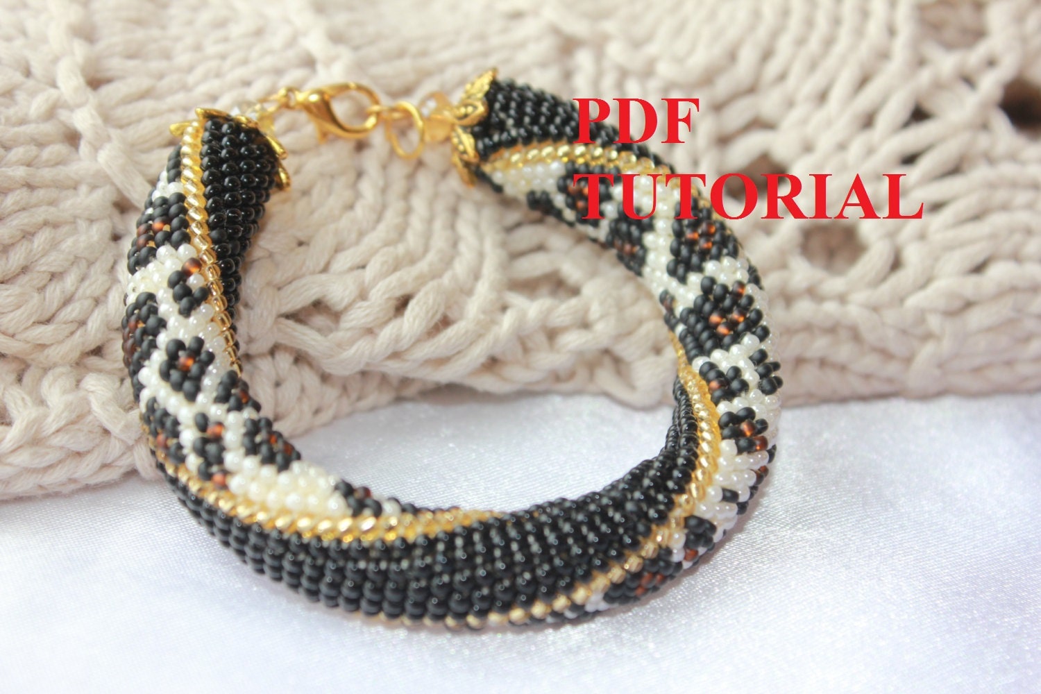 PDF Pattern Bracelet Tutorial Halloween, Leopard Bead crochet rope, seed bead pattern, Jewelry patterns, diy bracelet crochet with beads