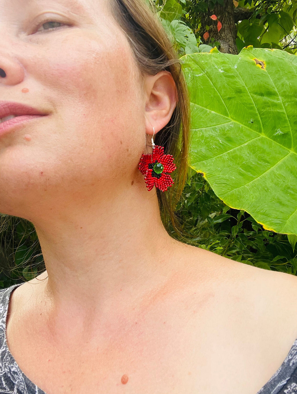 Floral Earrings Yellow Sunflower Earrings Red Poppy Earrings Summer Jewelry Colorful Earrings White chamomile Earrings BlChristmas clearance