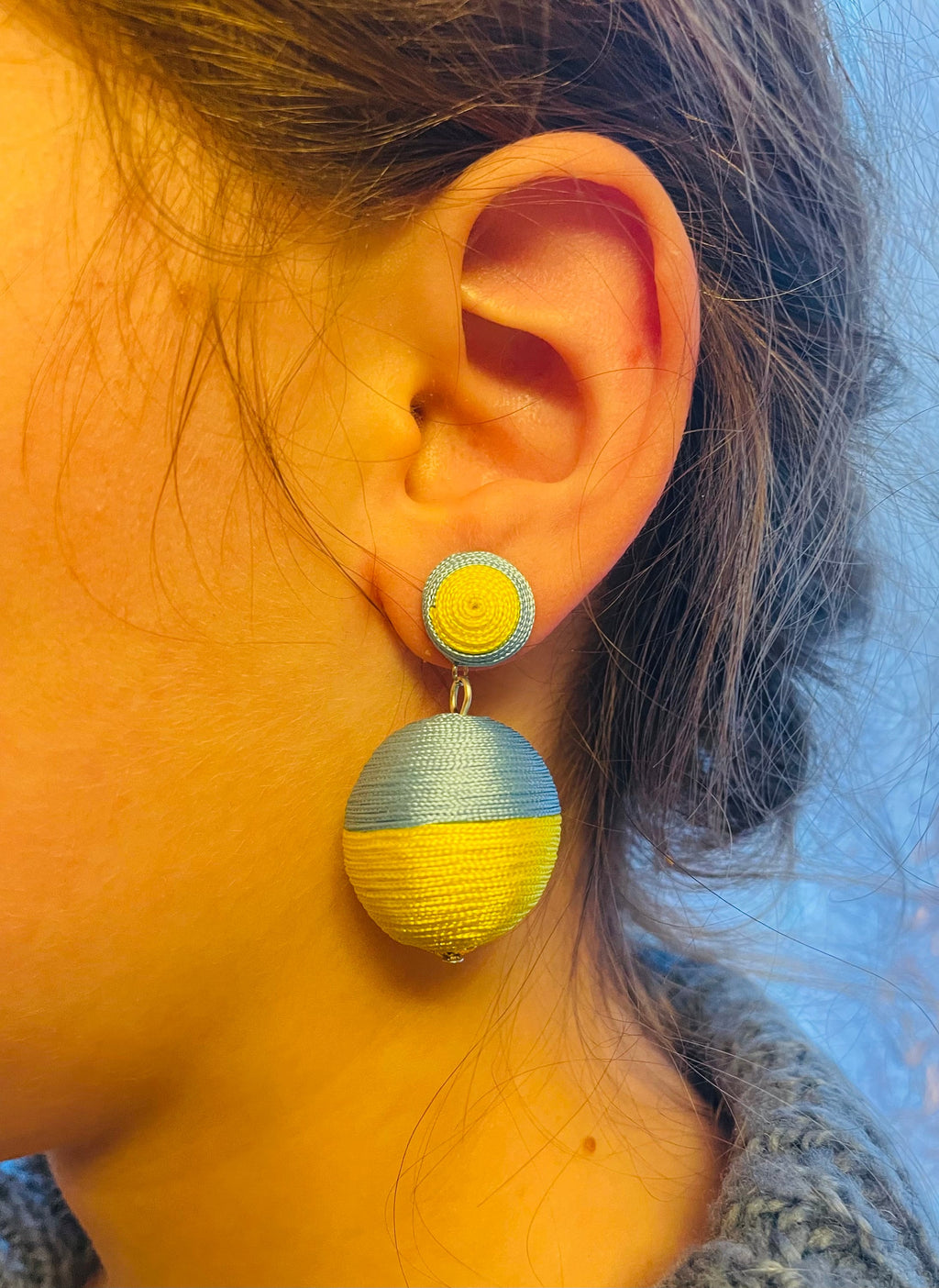 Blue and yellow Ukraine flag earrings, hoop earrings, ball earrings, Ukrainian earrings, Ukraine Jewelry, Ukraine gift, Ukraine seller