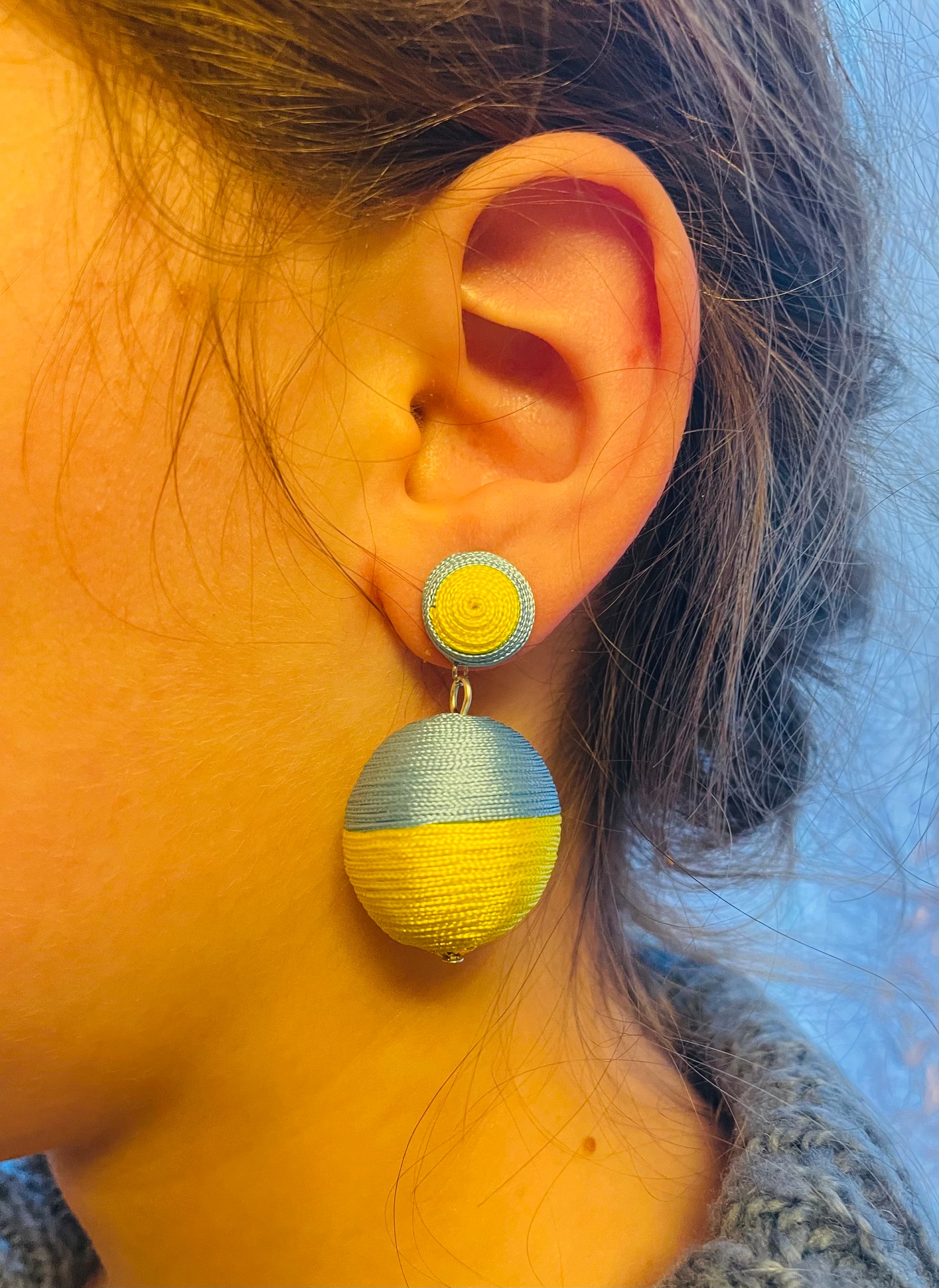 Blue and yellow Ukraine flag earrings, hoop earrings, ball earrings, Ukrainian earrings, Ukraine Jewelry, Ukraine gift, Ukraine seller