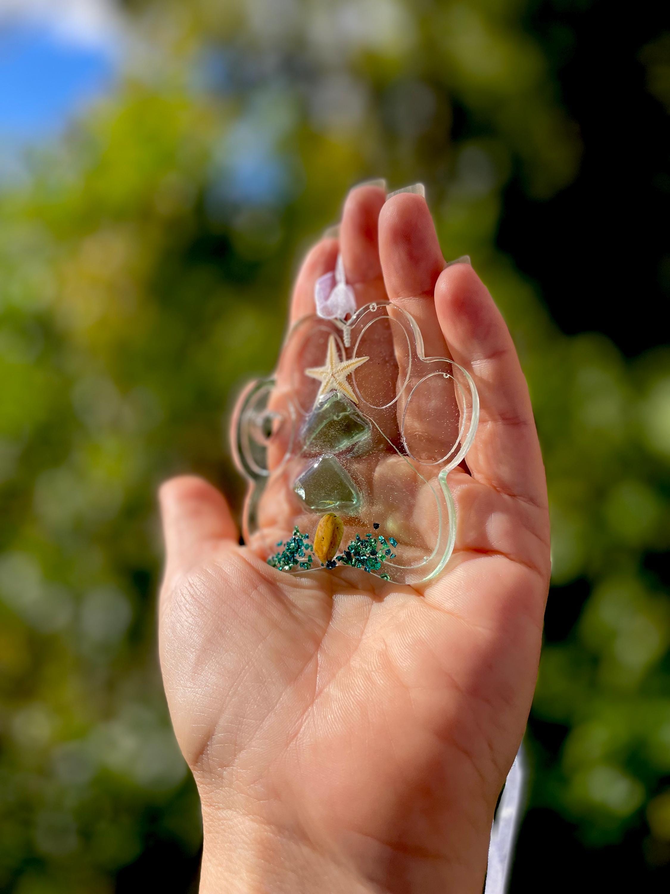 Personalized Sea Glass Dog Paw Ornament: Custom Pet Memorial Gift