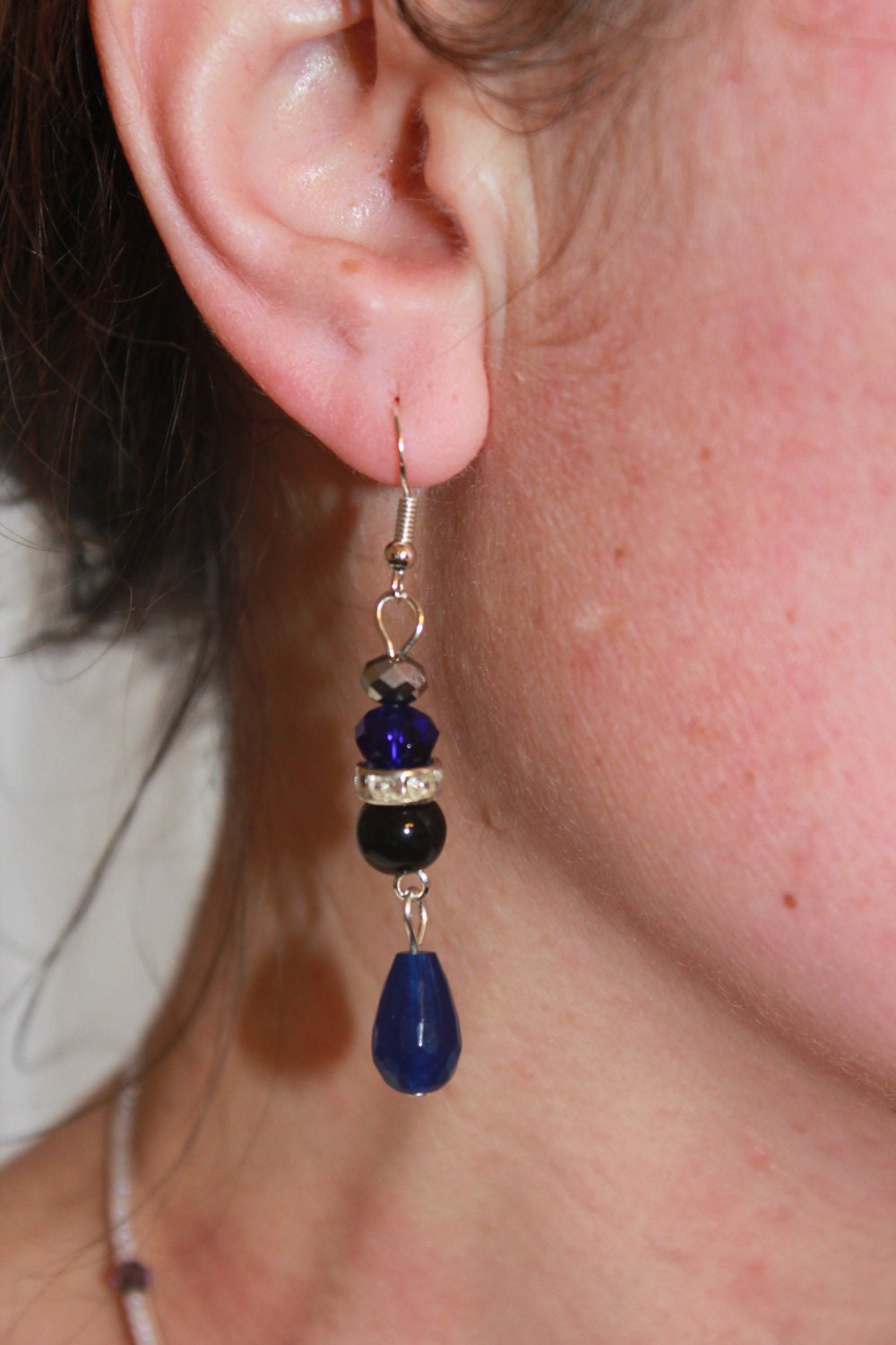 Navy blue earrings drop, crystal jewelry, blue agate earrings blue gemstone natural gemstone agate earrings cascade earrings with royal blue