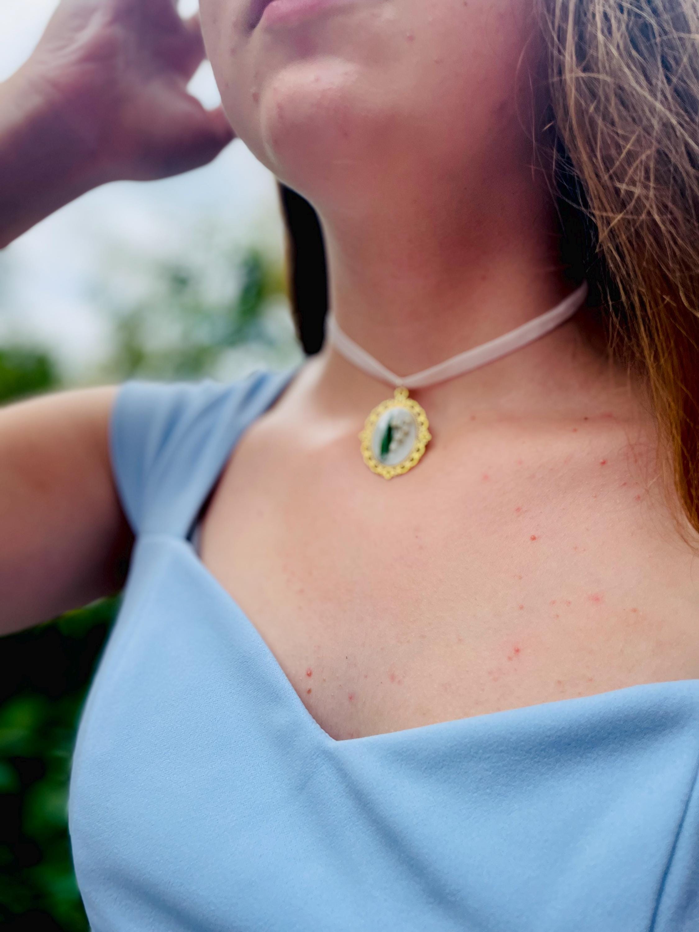 Lily of the Valley Necklace: May Birth Flower, Real Flower Resin Pendant