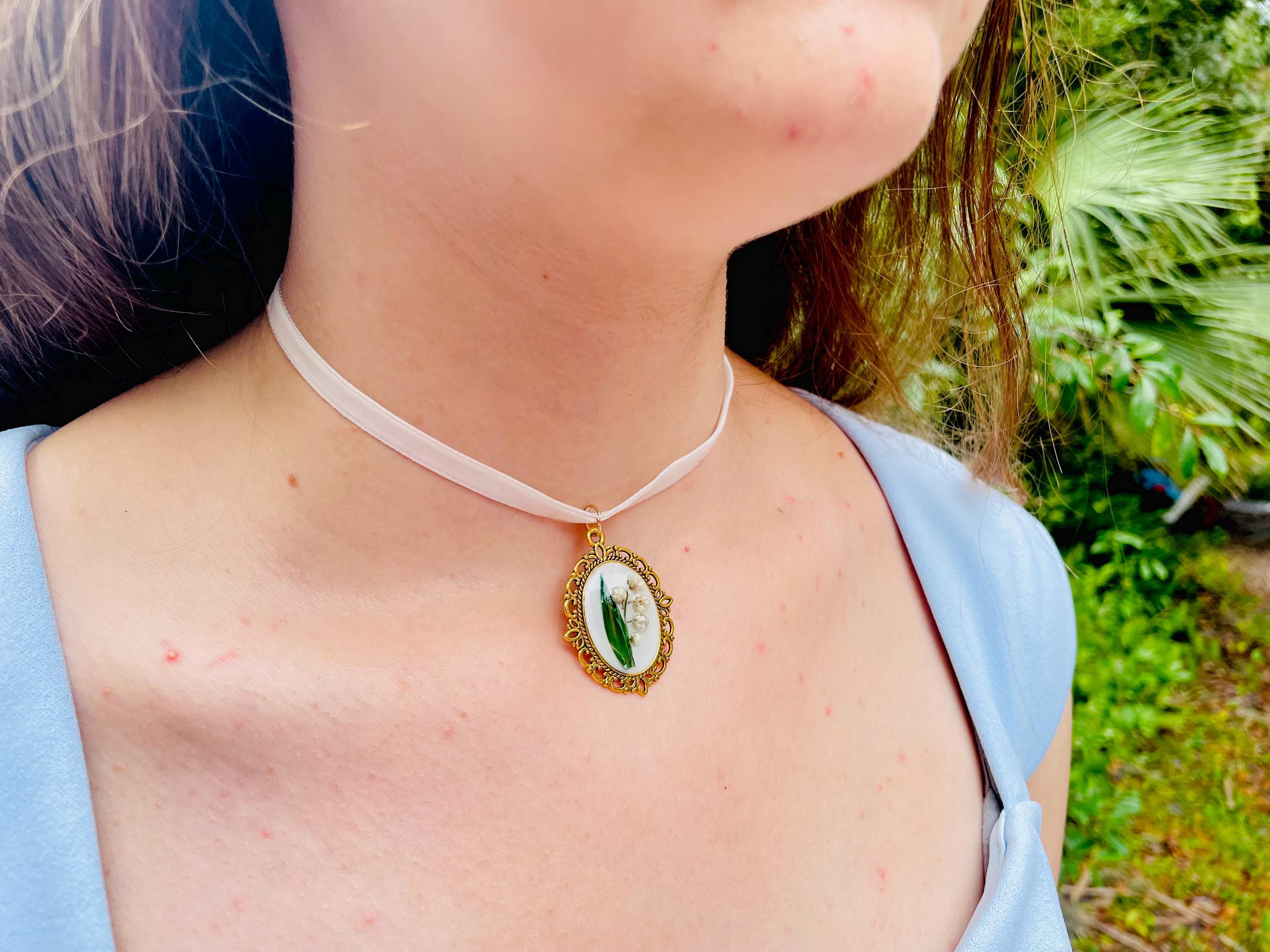 Lily of the Valley Necklace: Vintage Charm, May Birth Flower, Victorian Style