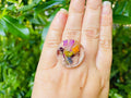 Custom Birth Flower Ring: Resin Wildflower Bouquet, Stainless Steel