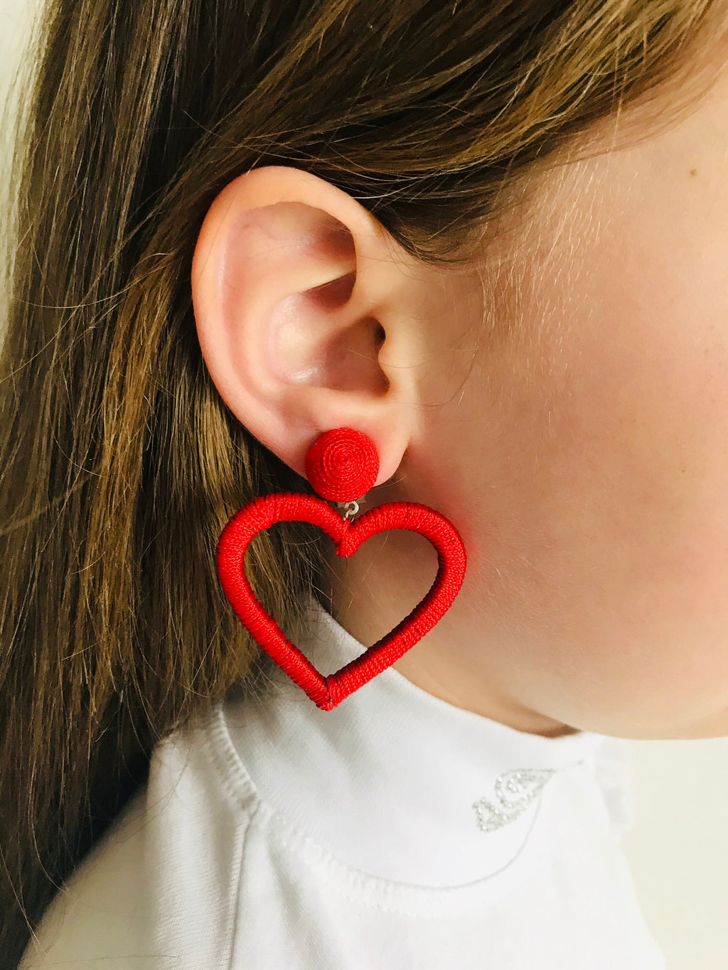 Mothers Day gift Heart earrings cricut Red black pink heart clip on Cute Valentine Earrings handmade Oversized drop dangle Love earrings