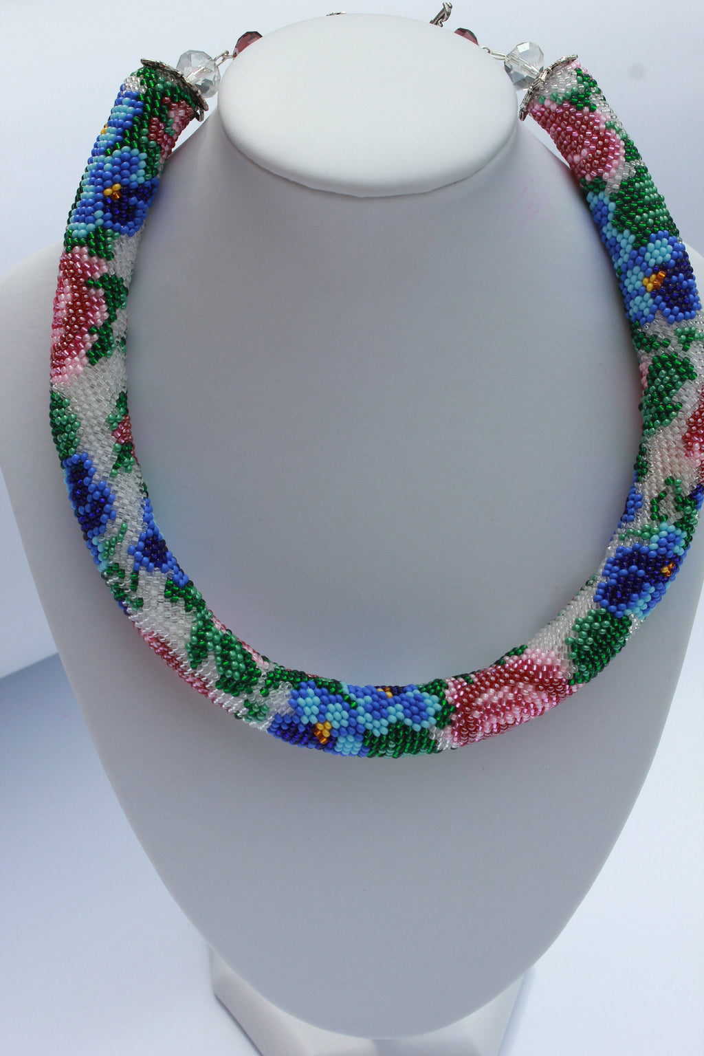 Pink roses necklace~mother of the bride gift~seed bead choker~summer necklace for women~birthday jewelry for her~romantic present for wife~