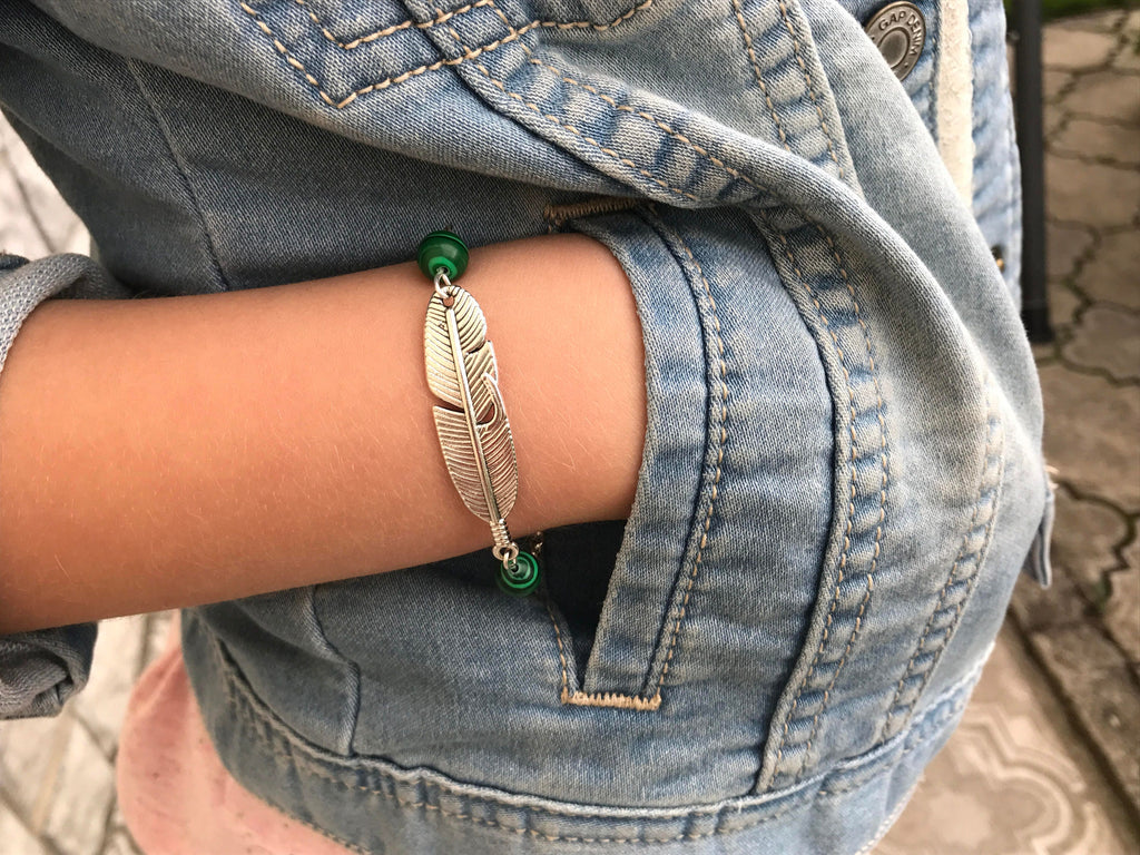 Feather bracelet for women, bridesmaid gifts crystals, personalized guy gift, Personalized gifts for boyfriend girlfriend, birthday bracelet