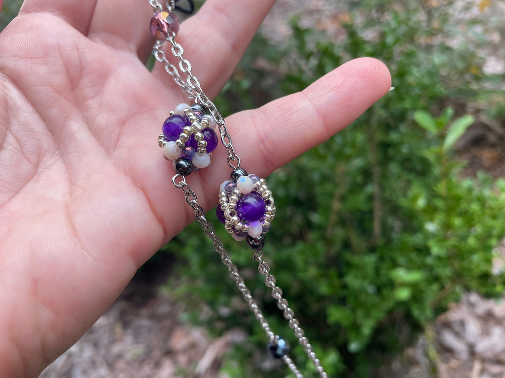 Amethyst Eyeglass holder Cord, Personalized birthstone gift for her, beaded sunglasses holder, Brillenkette glasses strap, Mothers Day gift