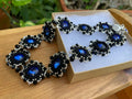 Blue Rhinestone collar necklace gifts for wife  sabyasachi style jewelry fashion choker women beaded festive birthday jewelry for girlfriend