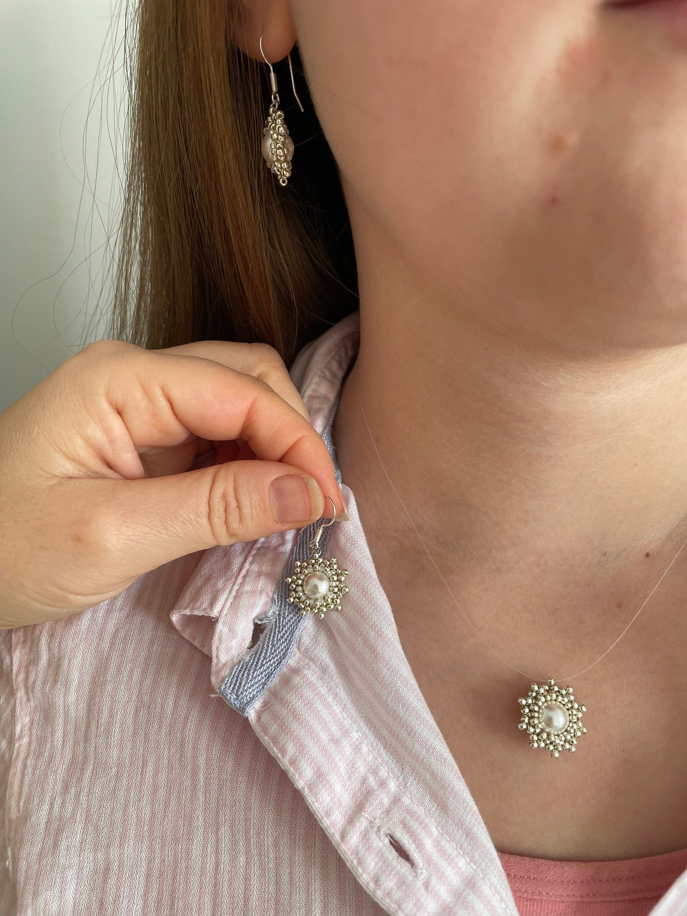 Sterling silver or gold filled Pearl minimalist wedding earrings, Flower girl dainty earrings bridal, wedding earrings set, Bridesmaid gifts