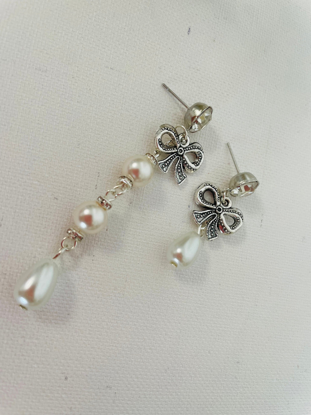 Bow Earrings Pearl Coquette Jewelry Bridal Earrings Swarovski Pearl Earrings Pearl Bow Earrings Post Earrings Gift For Her Bow Post Earrings
